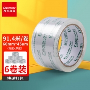 【精选】齐心 JP6010-6 透明封箱胶带 60mm*100y*45um长91.4米 6卷/筒 （计价单位：筒) 透明